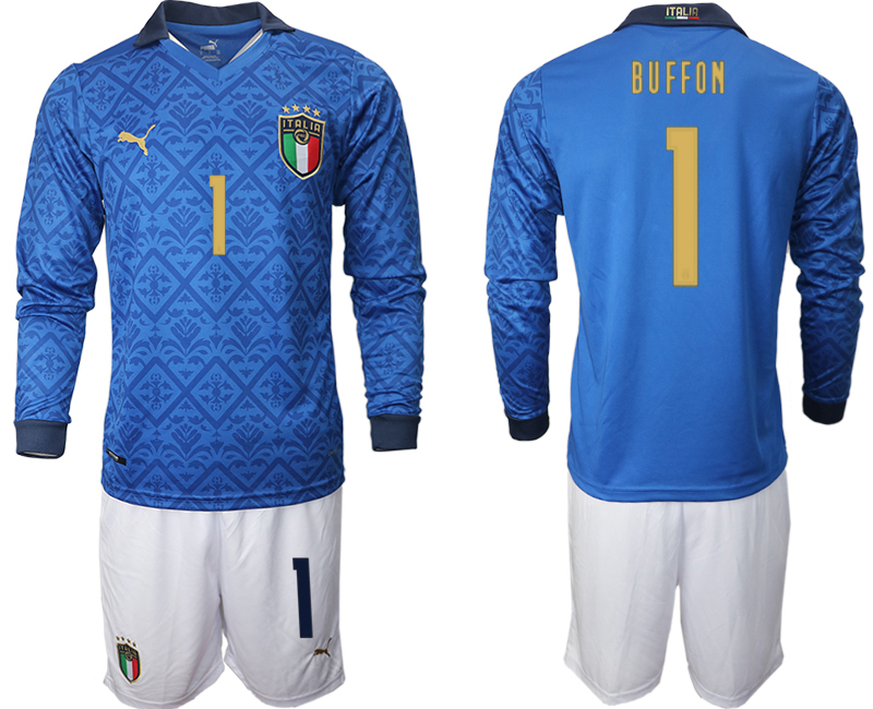 Cheap Men 2021 European Cup Italy home Long sleeve 1 soccer jerseys